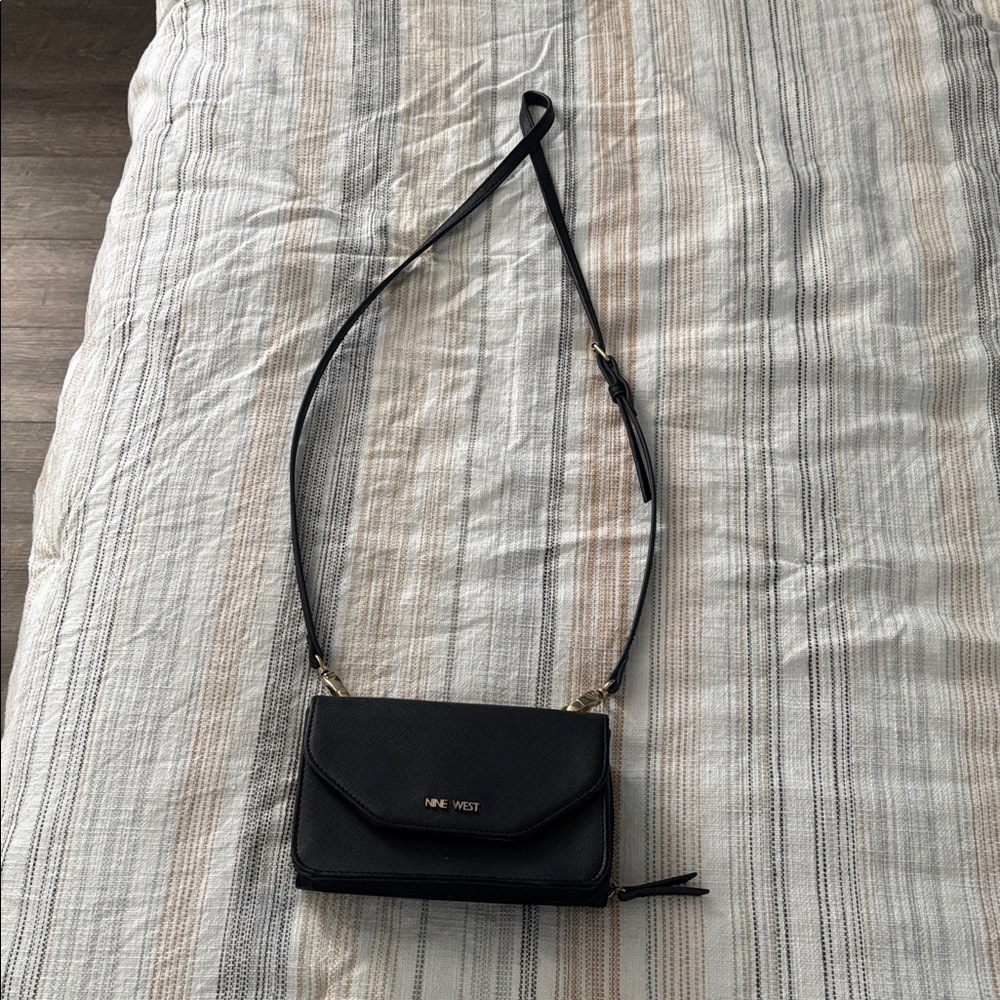 Nine West Black Crossbody with Gold Details